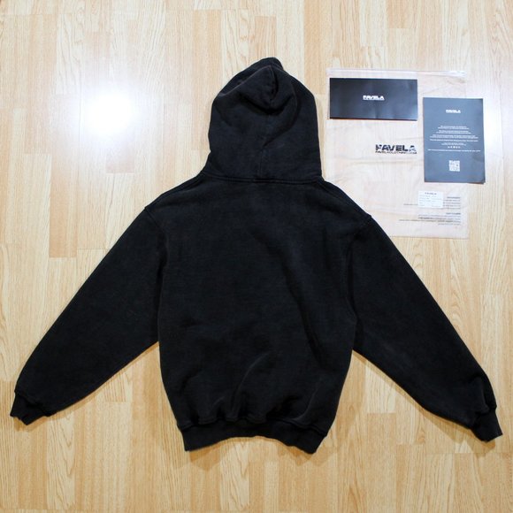 FAVELA Hummingbird Rose Hoodie • Black Wash • Snap Button • Oversized Fit - Picture 4 of 5